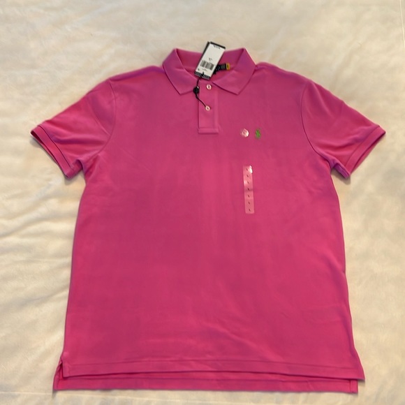 🎉Host Pick🎉Polo Ralph Lauren Men’s Hot Pink Custom Slim Fit Short Sleeve Large - Picture 2 of 10